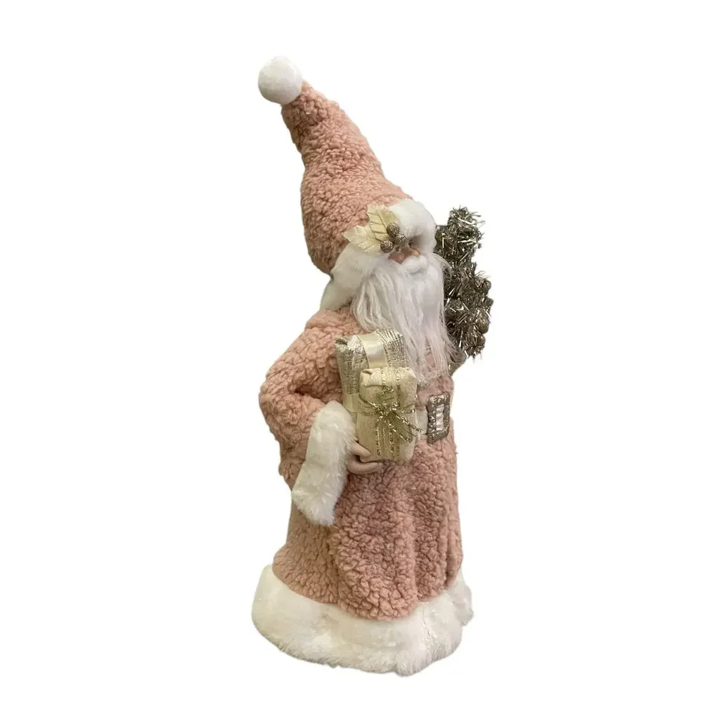 Christmas Santa Figurine 18in Pink Gold and Silver 34th & Pine Holiday Decor New